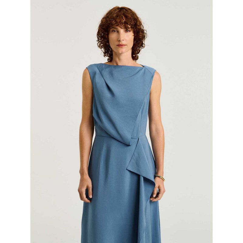 Veronika Maine Drapey Modal Draped Front Midi Dress image number 3
